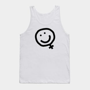 Black Line Minimal Feminism Female Smile Tank Top